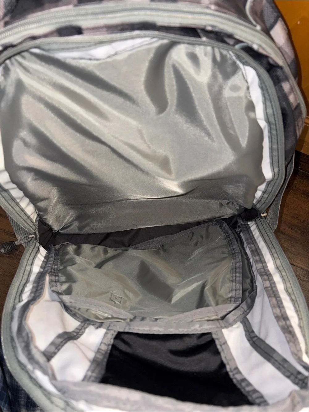 High Sierra Gray and Black Plaid Backpack